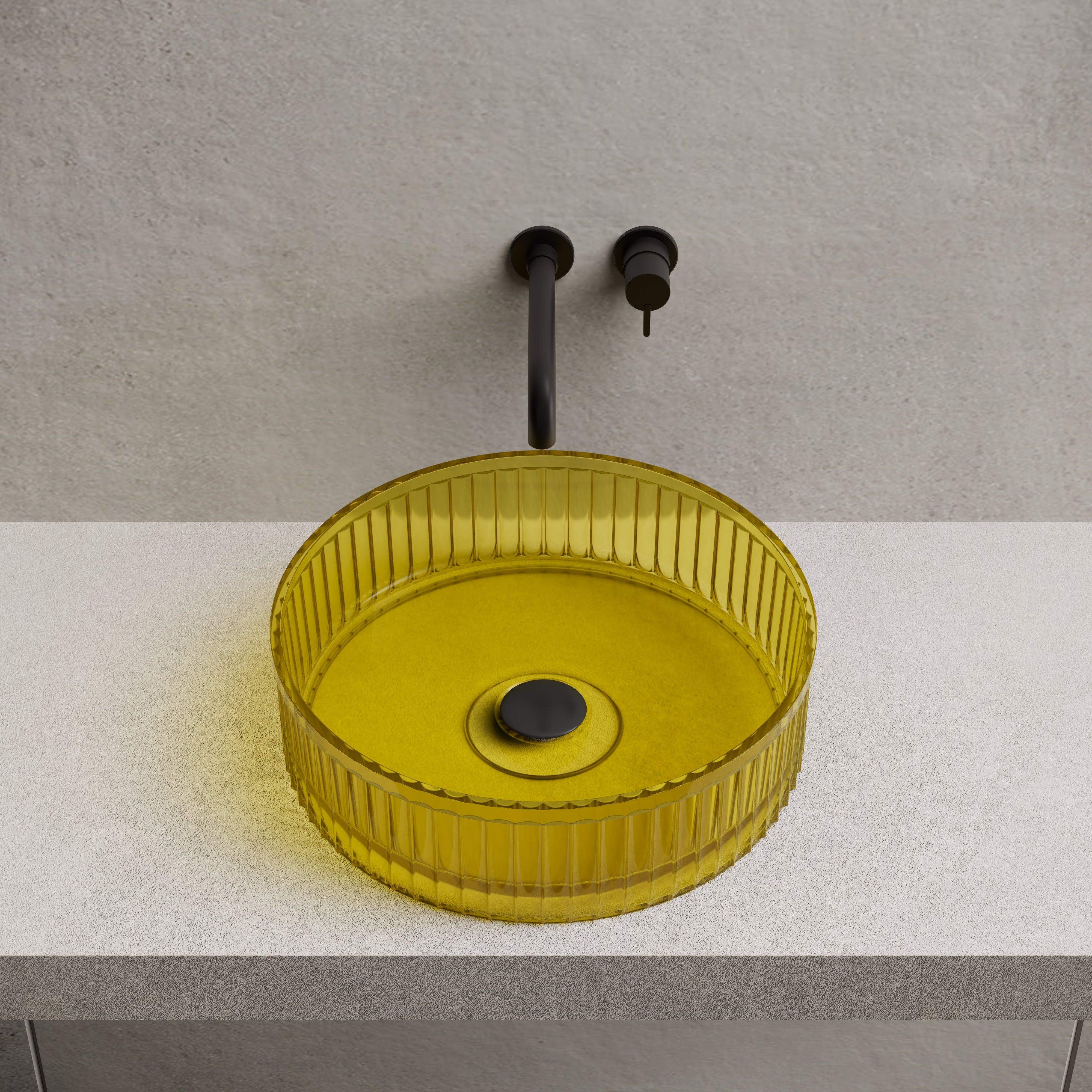 15.7 Inch MonBlari Resin Vessel Bowl Sink Bathroom Sink TW-A8129T-CT03-FrontTop