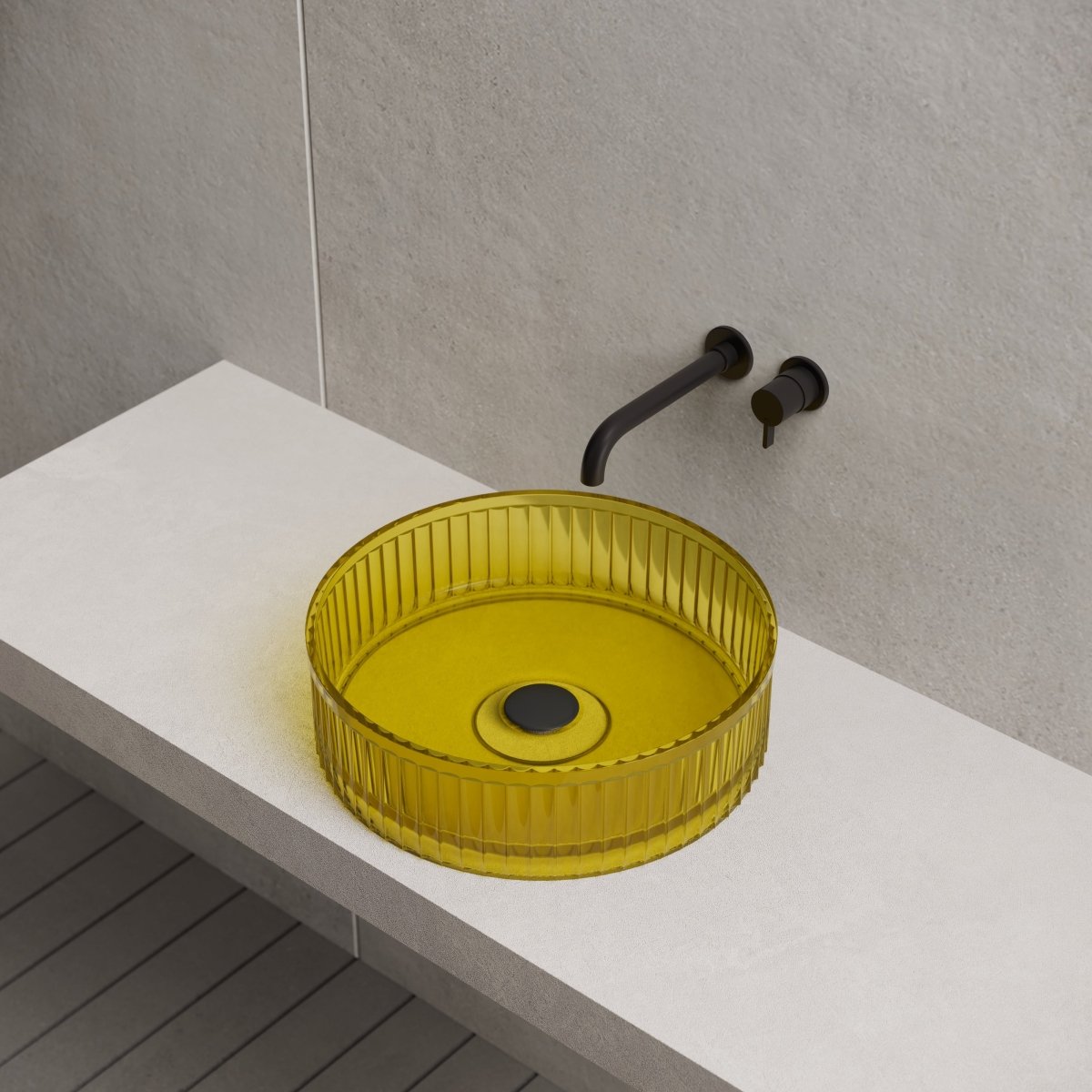 Resin lemon yellow vessel sink