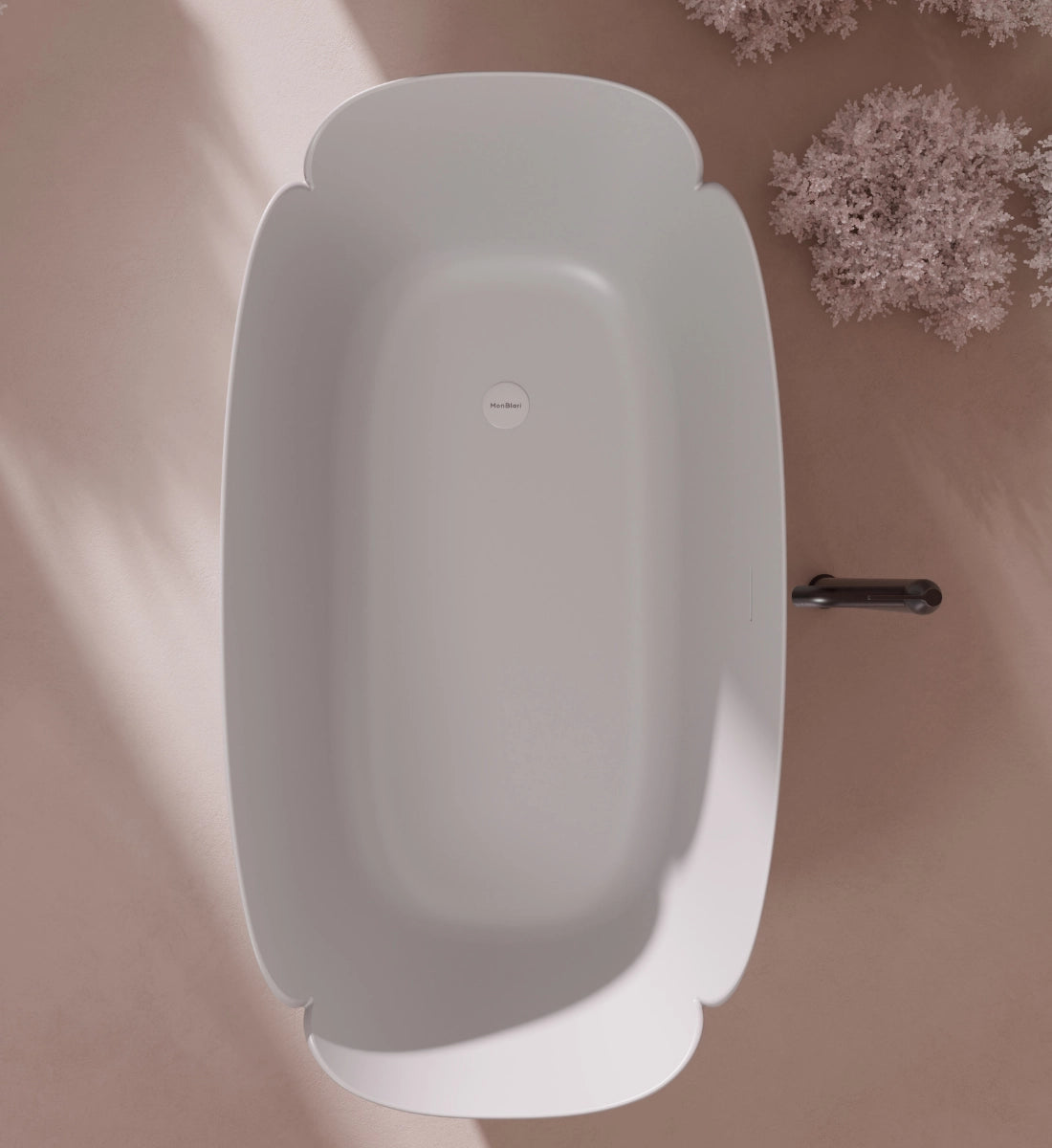 67 Inch MonBlari FLOWER Series Solid Surface Freestanding Bathtub
