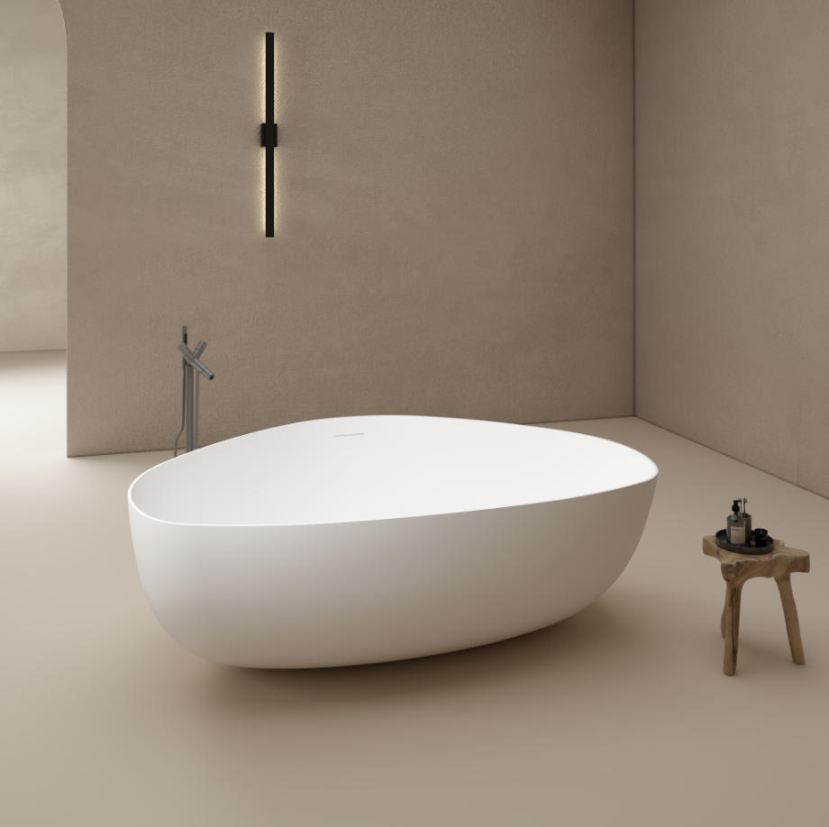 71 Inch MonBlari Solid Surface Freestanding Bathtub TW-8660-MW TW8660MW-FrontView