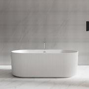 MonBlari Solid Surface Freestanding Fluted Contemporary Bathtub