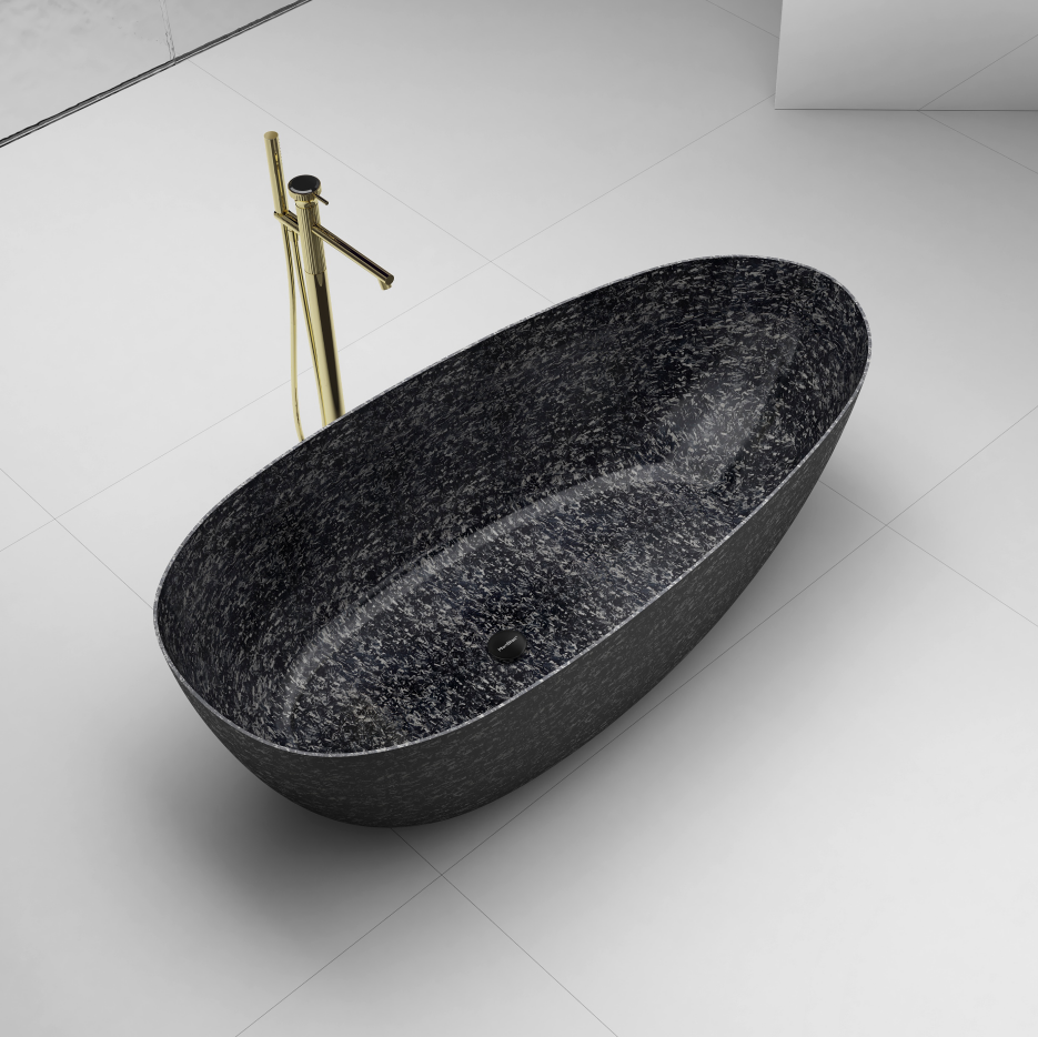 67 Inch MonBlari Carbon Fiber Freestanding Bathtub MC99966GB-FrontTopView