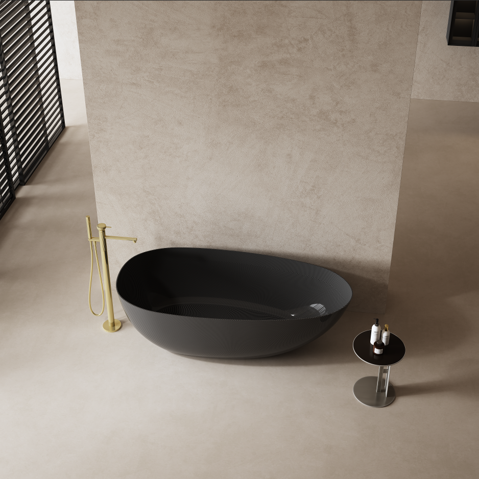 67 Inch MonBlari Carbon Fiber Freestanding Bathtub MC99966GB-FrontTop