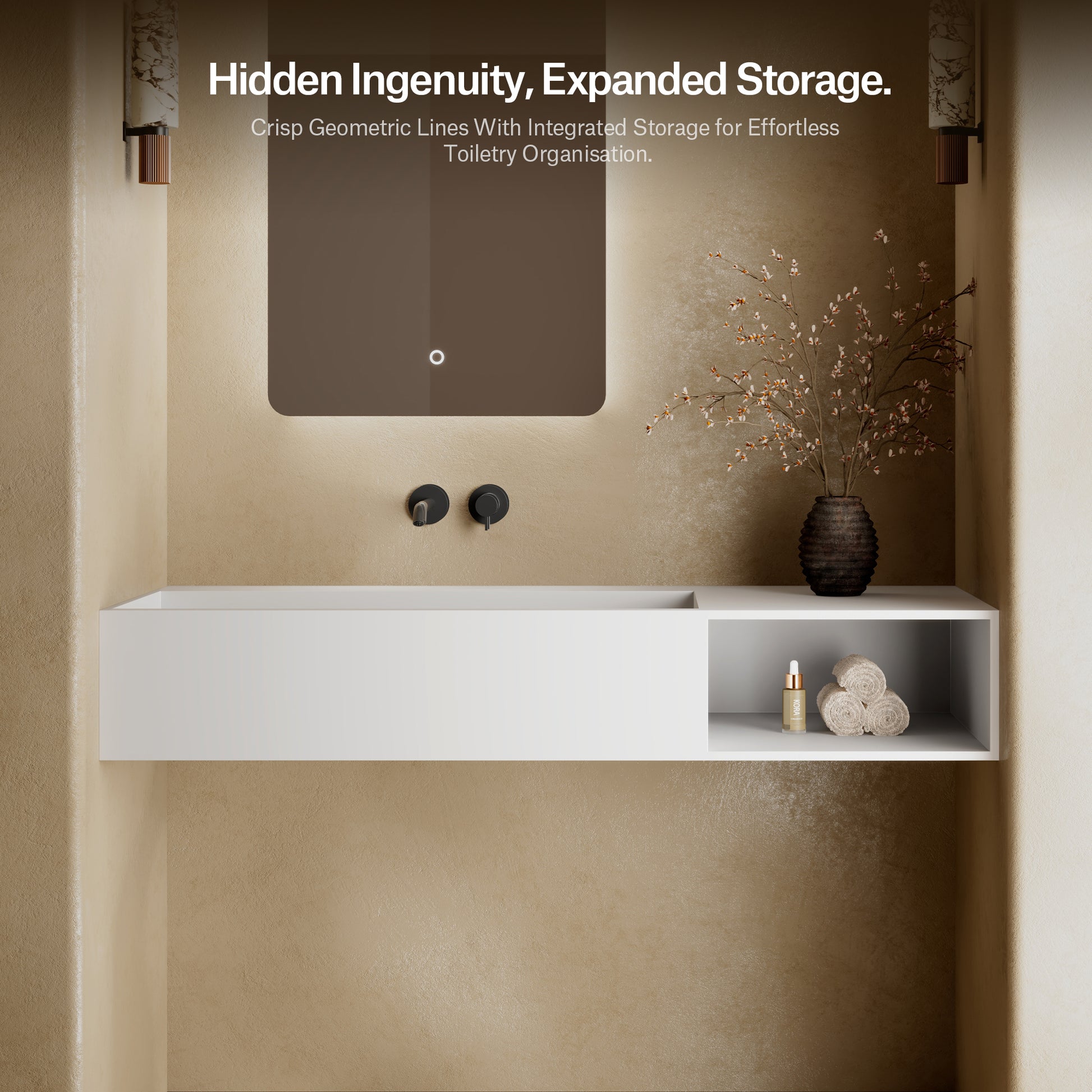 MonBlari Solid Surface Wall Mount Sink XA-G62L-8