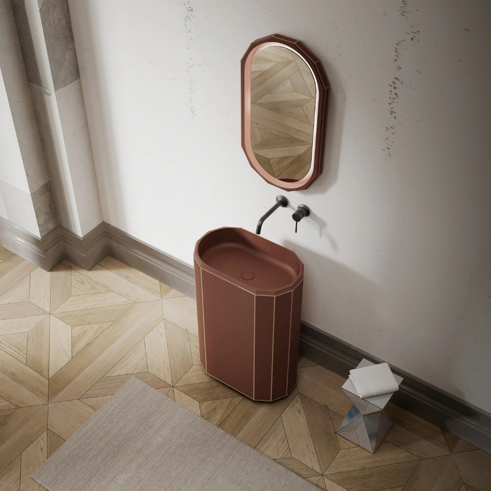 24 Inch MonBlari BERYL Series Sculptural Pedestal Sink