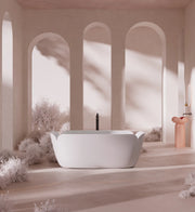 67 Inch MonBlari FLOWER Series Solid Surface Freestanding Bathtub