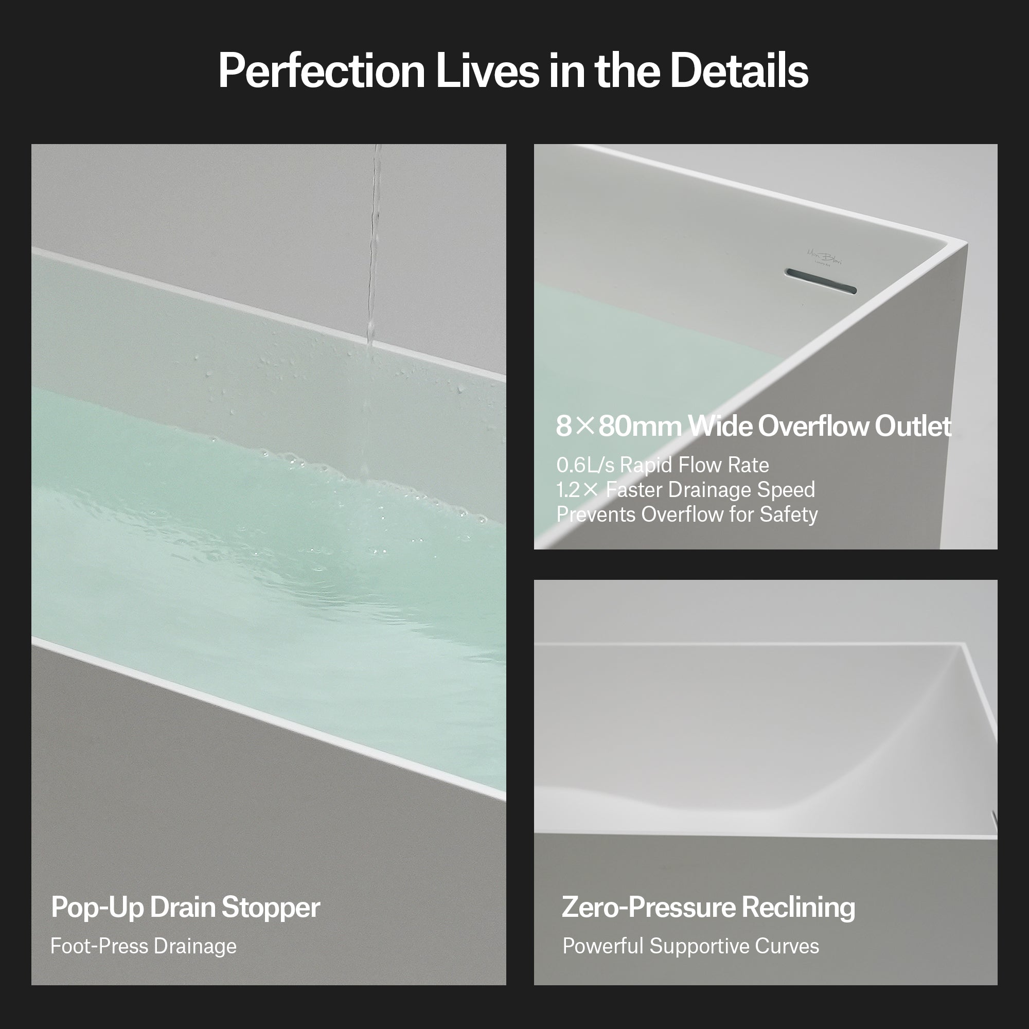 MonBlari Solid Surface Freestanding Bathtub TW-8572-6