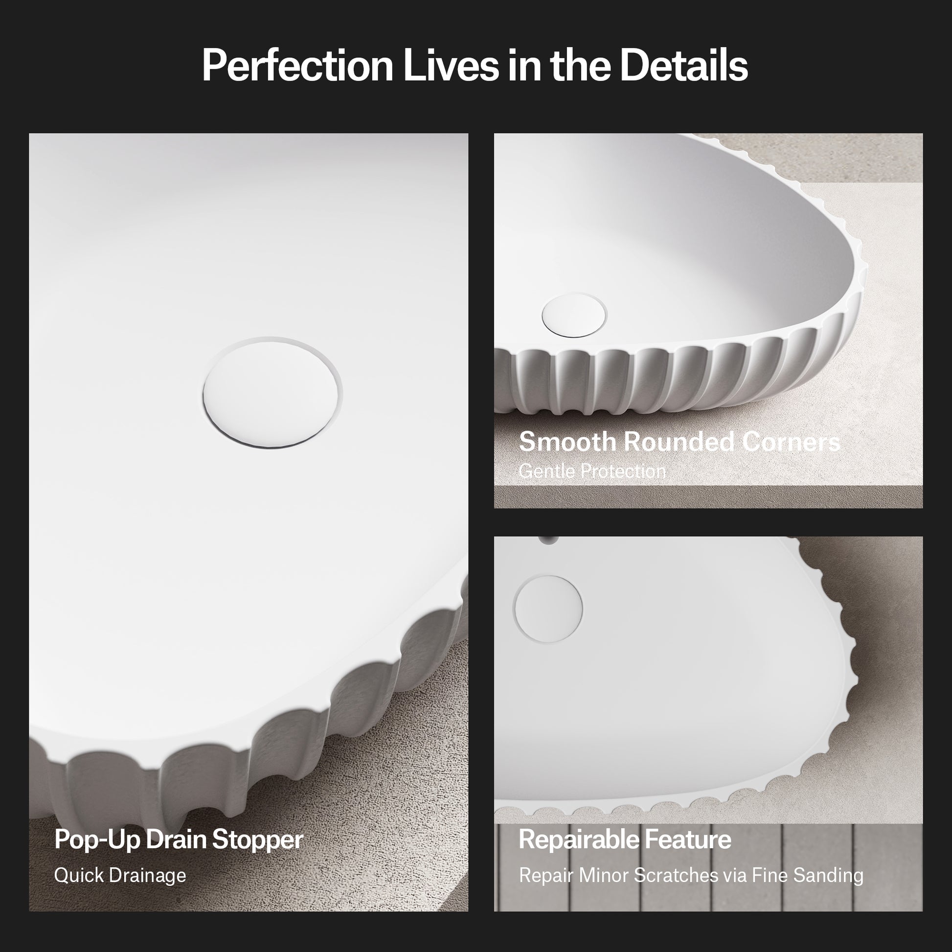 MonBlari Solid Surface Vessel Bowl Sink Bathroom Sink MR-A8870-6