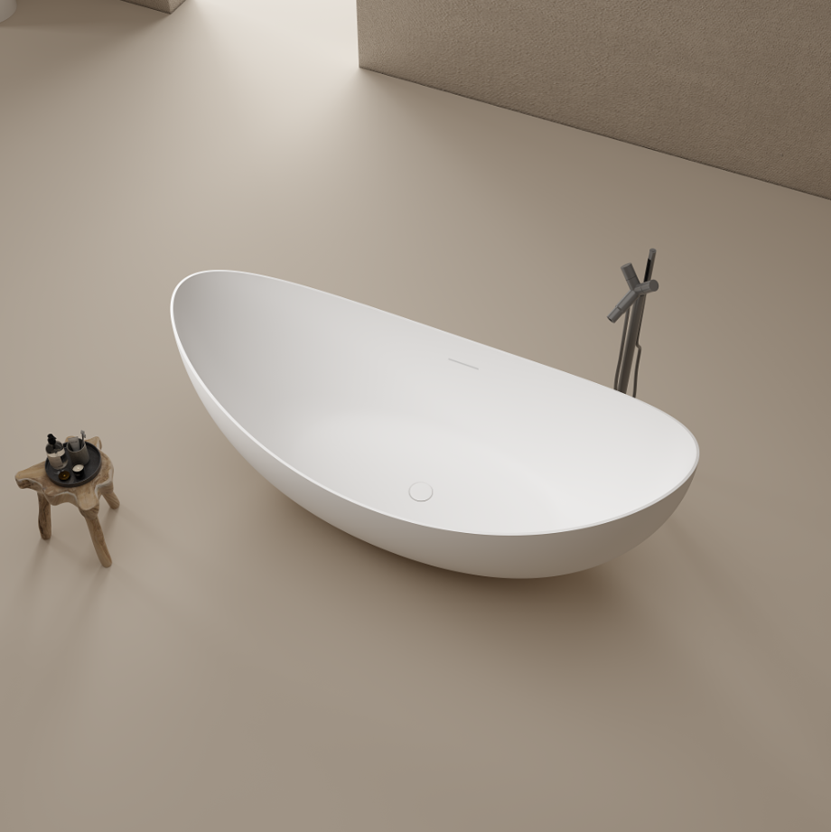 71 Inch MonBlari Solid Surface Freestanding Bathtub TW-8618-MW TW8618MW-RightSideView