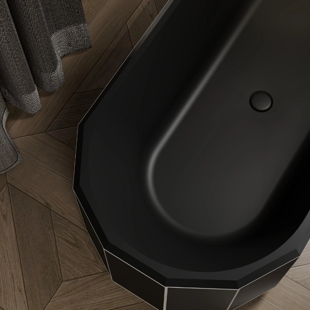 67 Inch MonBlari BERYL Series Faceted Oval Freestanding Bathtub
