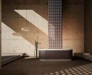 67 Inch MonBlari FOREST Series Solid Surface Freestanding Bathtub Fluted