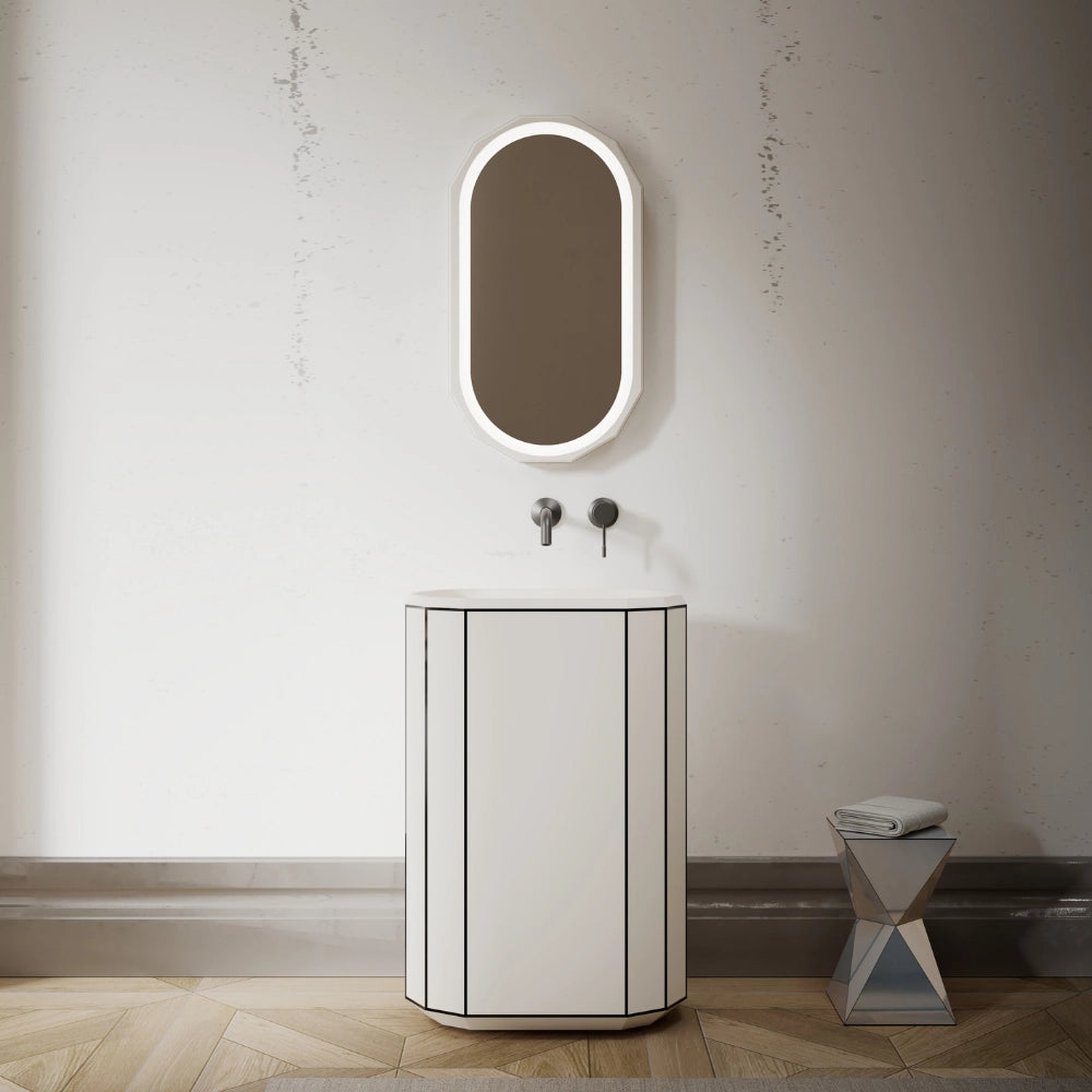 24 Inch MonBlari BERYL Series Modern Faceted Pedestal Sink