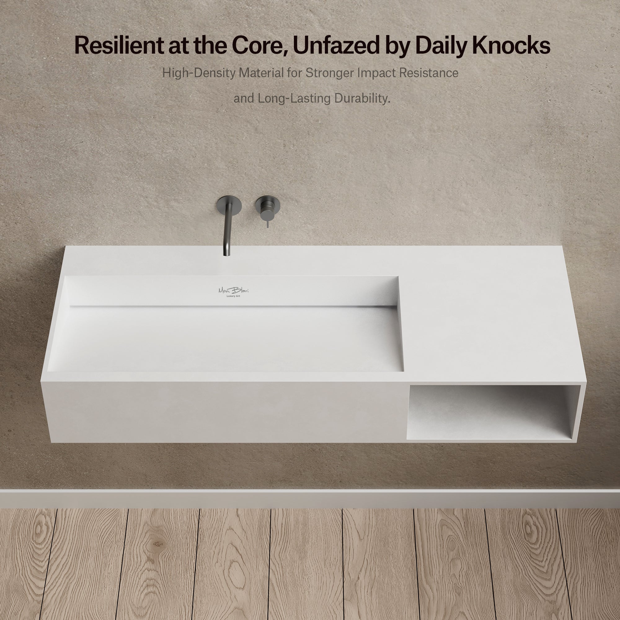 MonBlari Solid Surface Wall Mount Sink XA-G62L-6