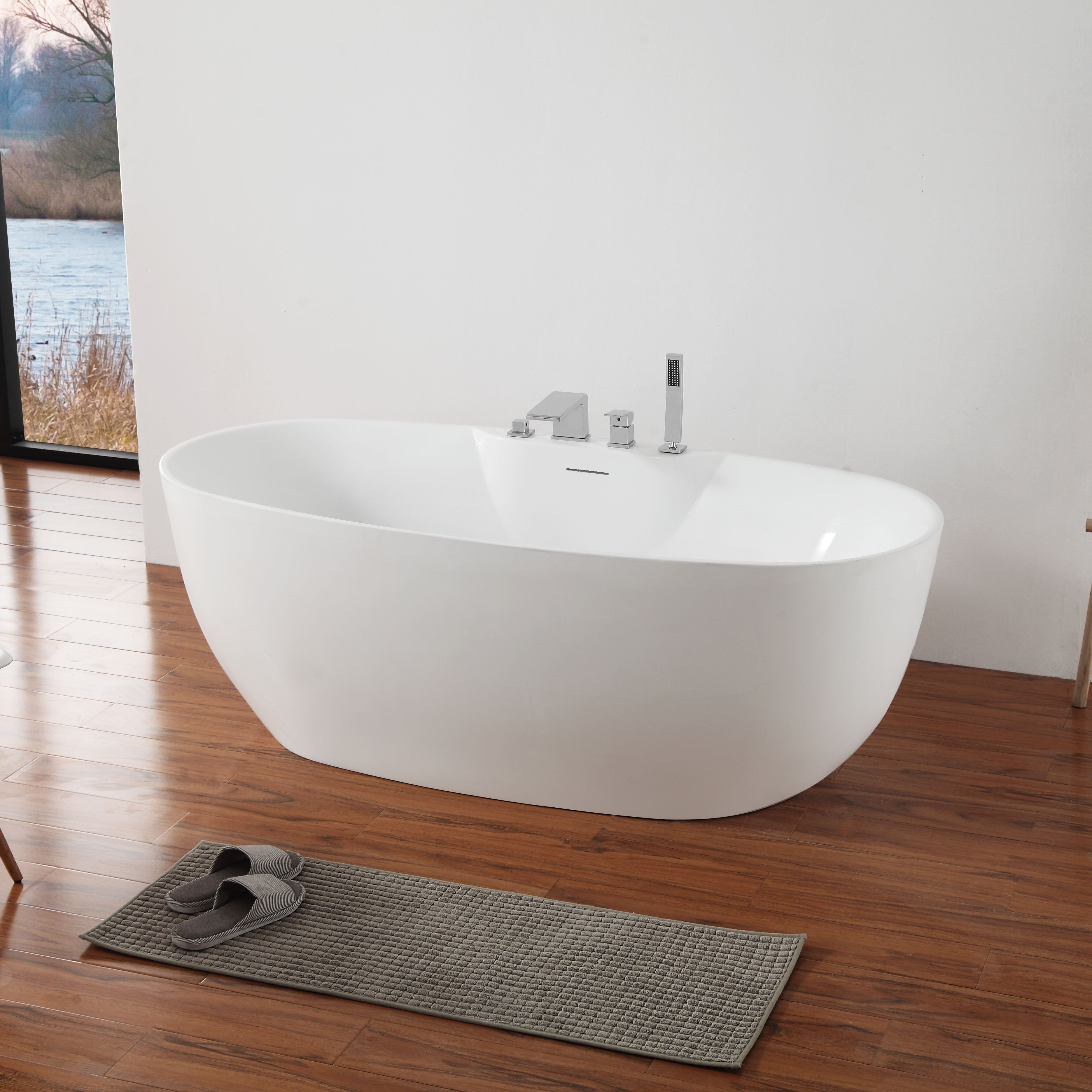 MonBlari Acrylic Freestanding Bathtub TW-6680-GW-SideView