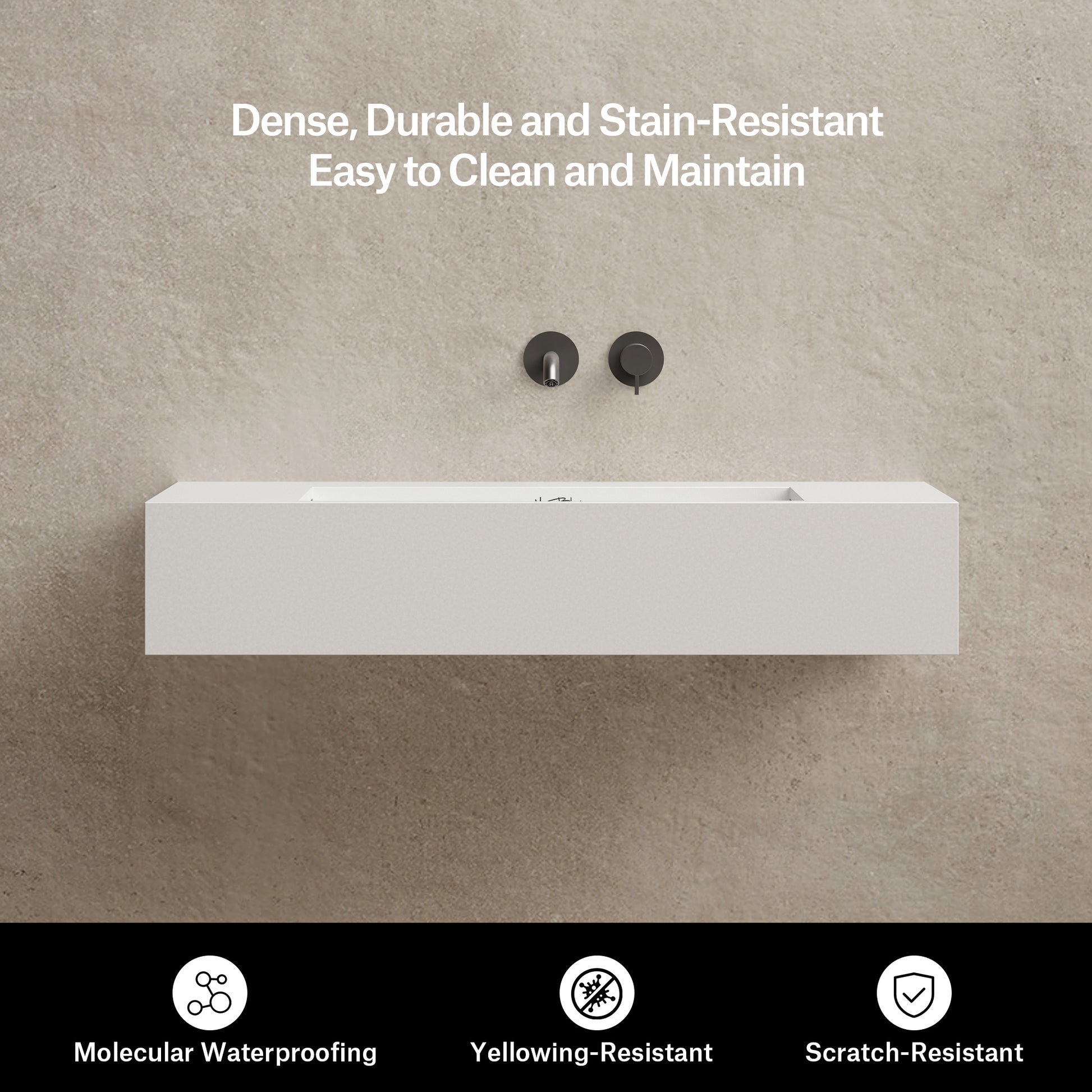 31.5 Inch MonBlari Solid Surface Wall Mount Sink Bathroom Sink TW-G273-3