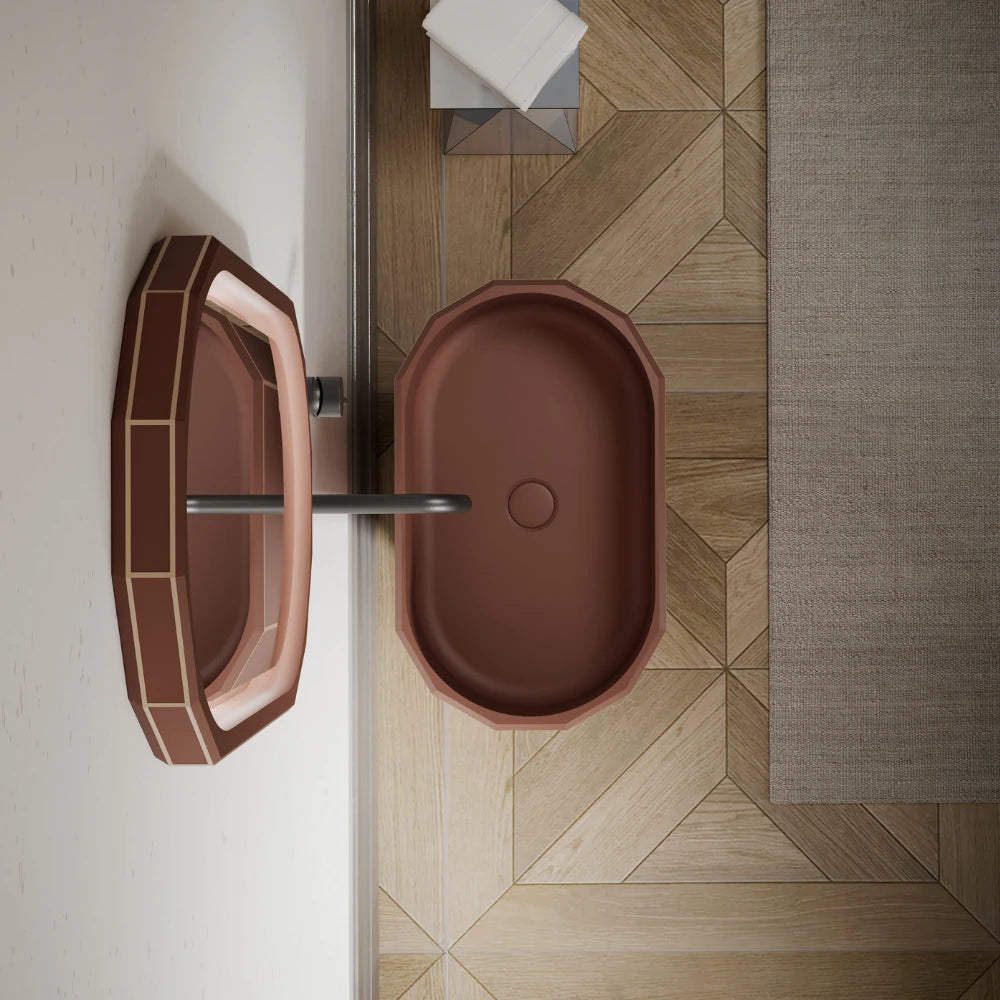 24 Inch MonBlari BERYL Series Sculptural Pedestal Sink