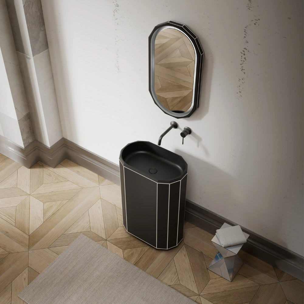 24 Inch MonBlari BERYL Series Minimalist Pedestal Basin