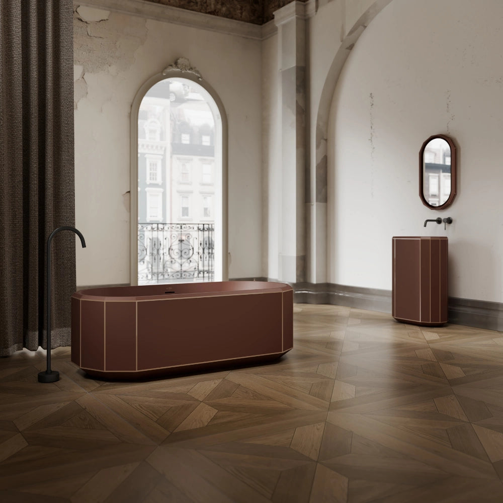 67 Inch MonBlari BERYL Series Faceted Freestanding Soaking Bathtub