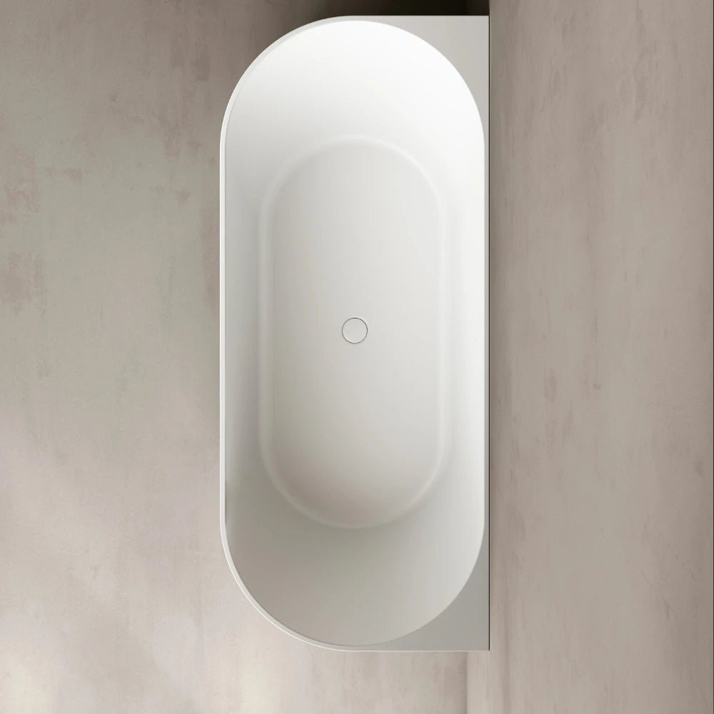 Monblari Oval Solid Surface Freestanding Bathtub with Fluted Design