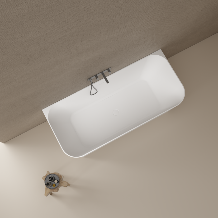 67 Inch MonBlari Solid Surface Freestanding Bathtub TW-8615-MW TW8615MW-TopView