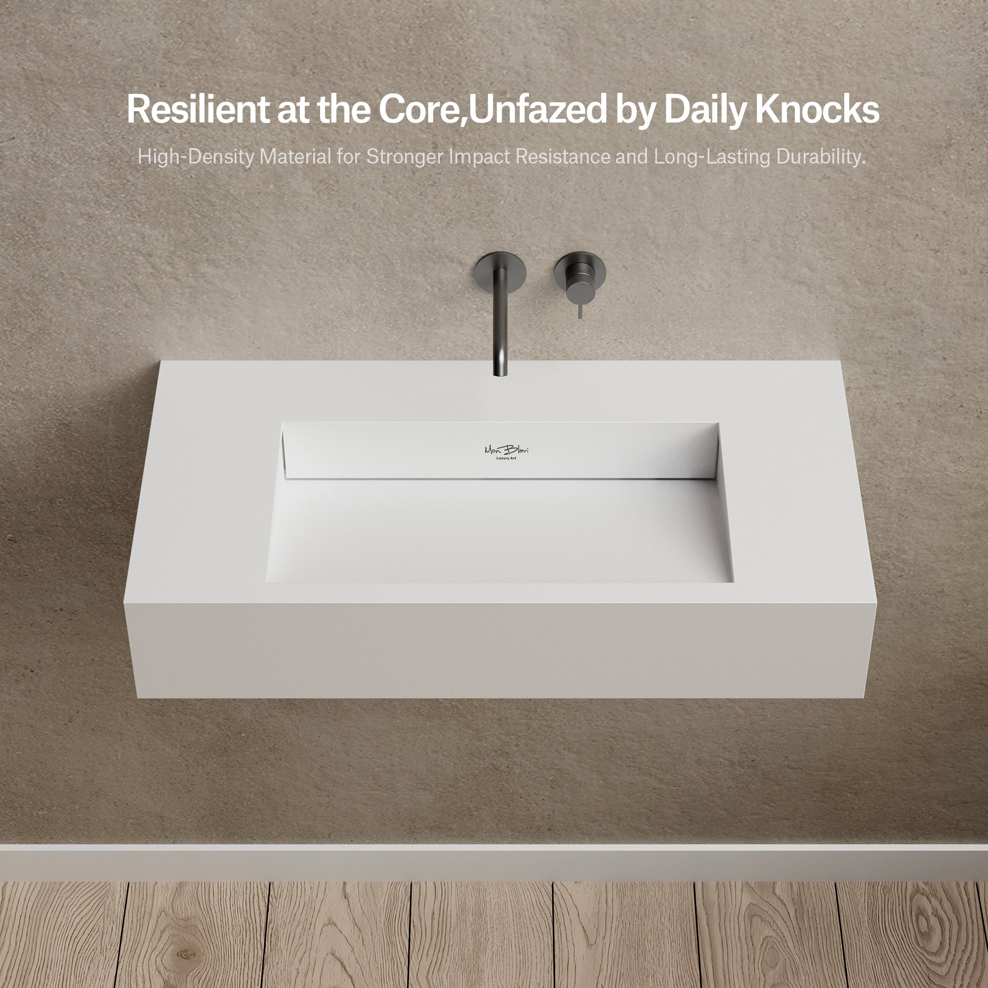 31.5 Inch MonBlari Solid Surface Wall Mount Sink Bathroom Sink TW-G273-4