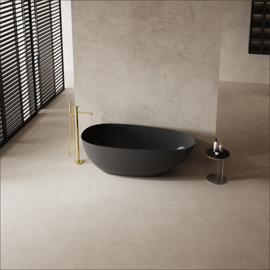 67 Inch MonBlari Carbon Fiber Freestanding Bathtub MC99966GB-FropntTop