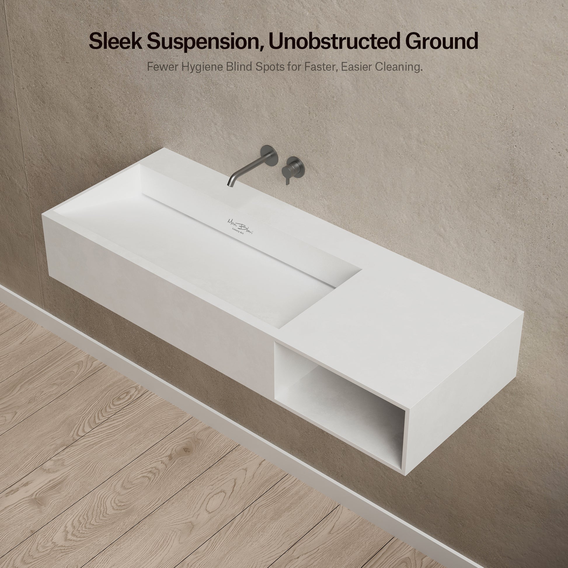 MonBlari Solid Surface Wall Mount Sink XA-G62L-7