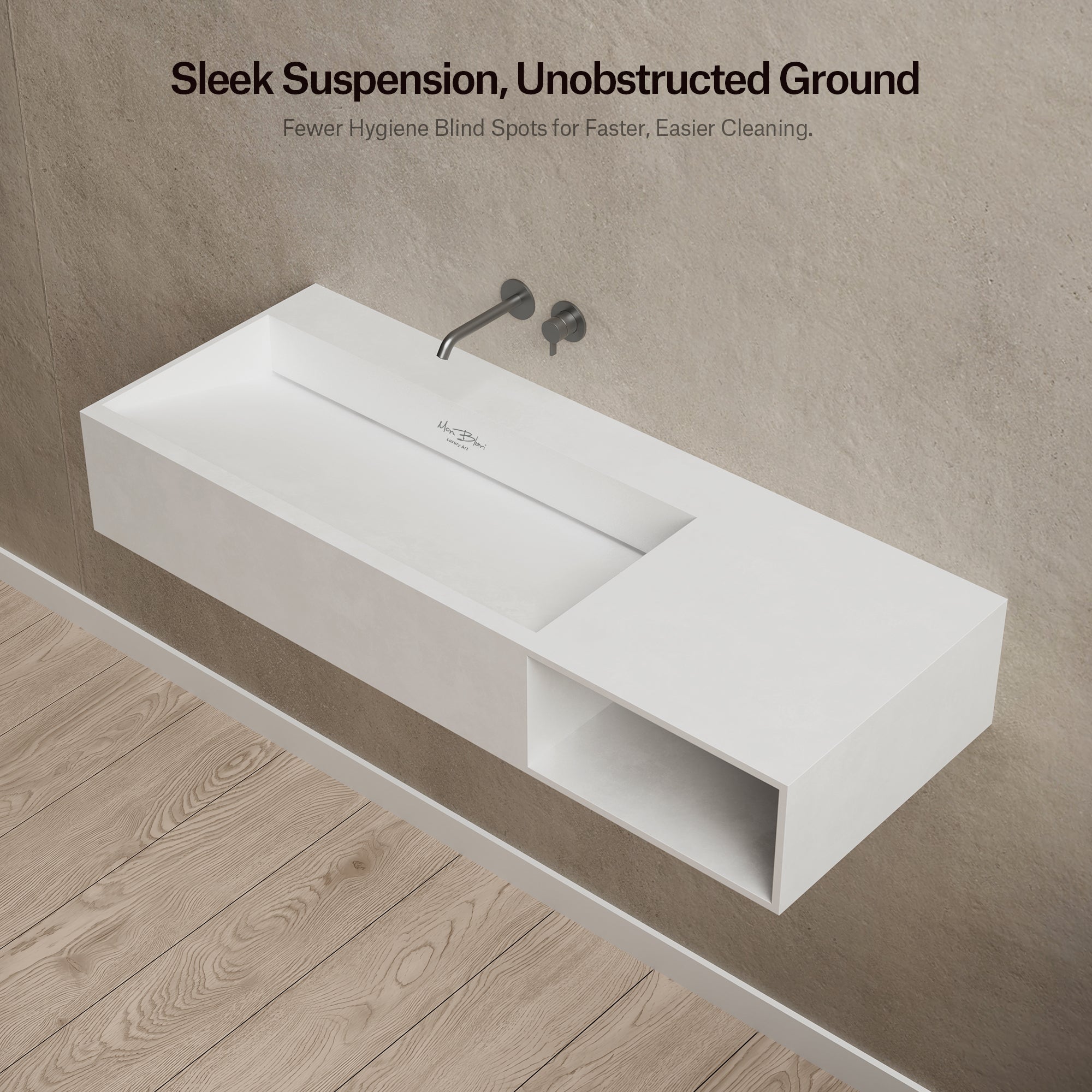 MonBlari Solid Surface Wall Mount Sink XA-G62L-7