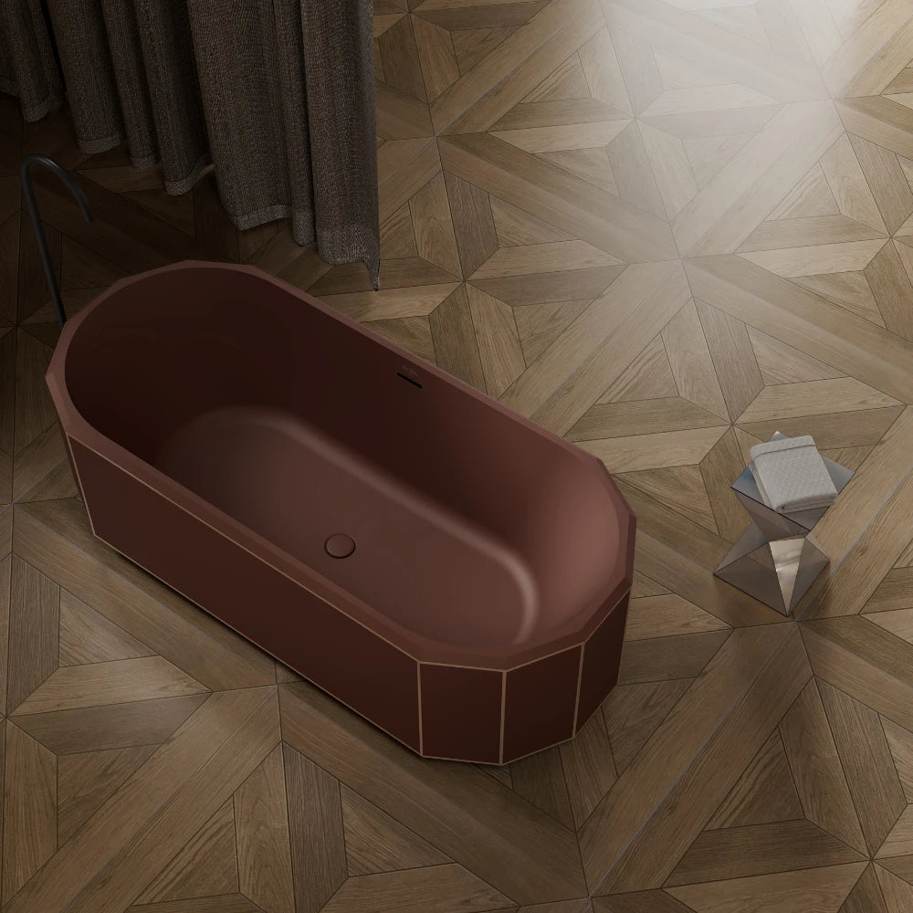 67 Inch MonBlari BERYL Series Faceted Freestanding Soaking Bathtub