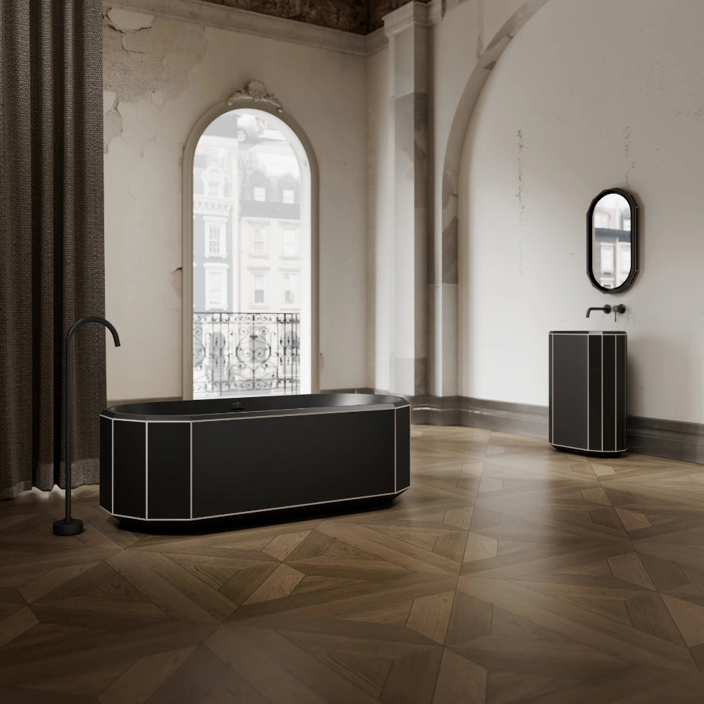 67 Inch MonBlari BERYL Series Faceted Oval Freestanding Bathtub