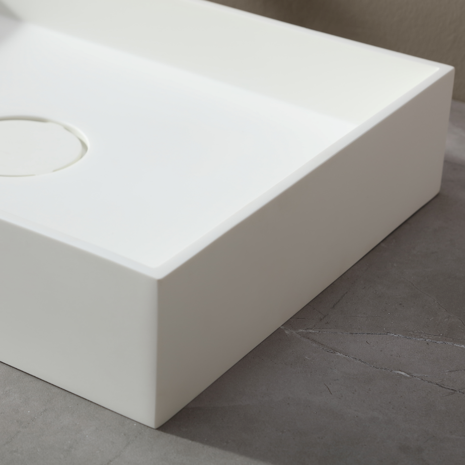 MonBlari Solid Surface Vessel Bowl Sink Bathroom Sink TW-A112-MW-CloseUp