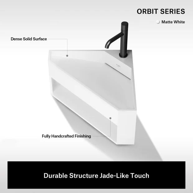 19.7 Inch MonBlari ORBIT SERIES Solid Surface Wall Mount Sink
