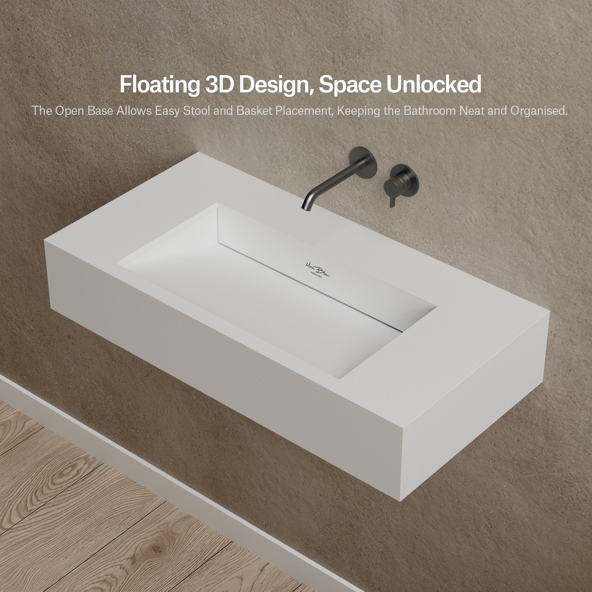 31.5 Inch MonBlari Solid Surface Wall Mount Sink Bathroom Sink TW-G273-5