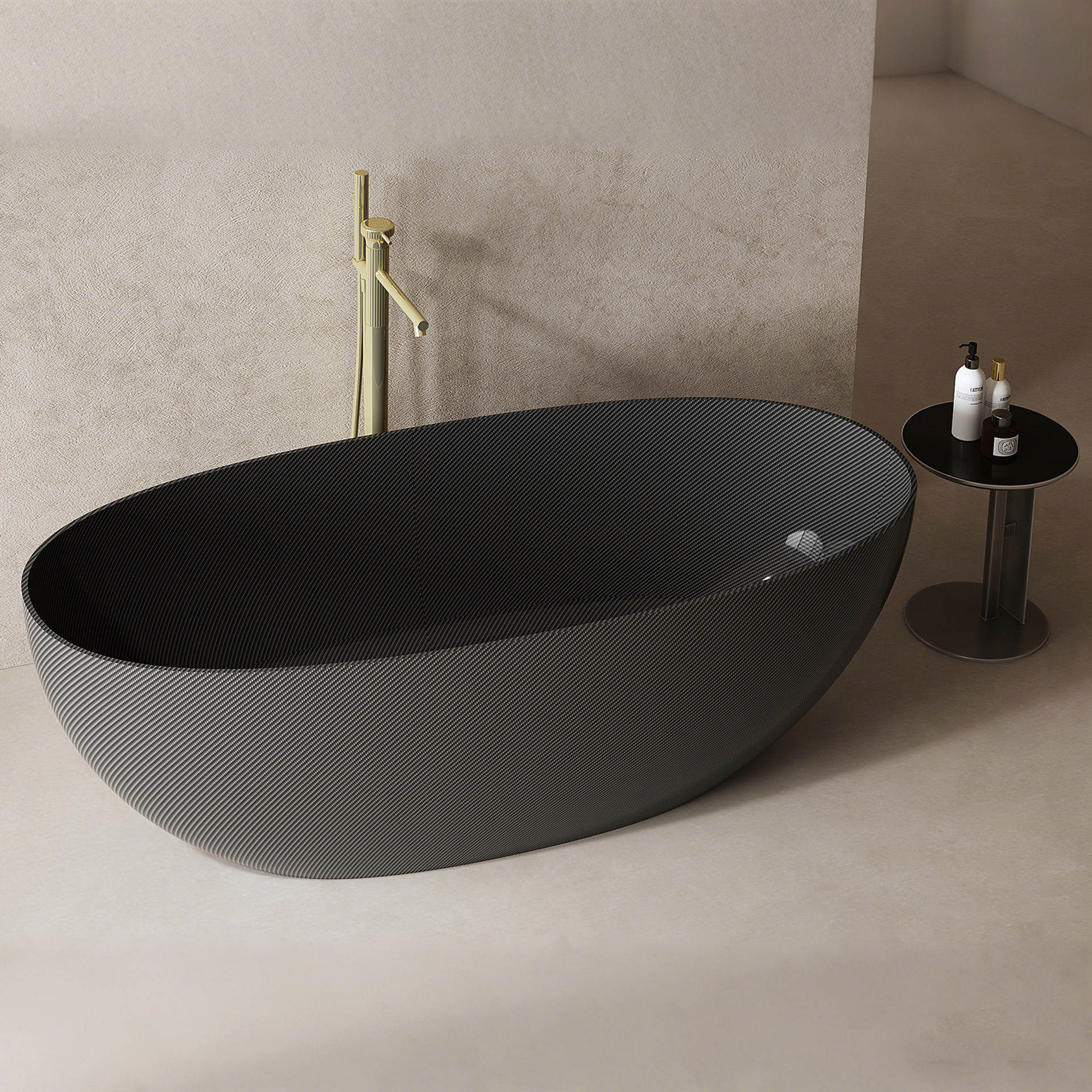 67 Inch MonBlari Carbon Fiber Freestanding Bathtub MC99907GB-SideView