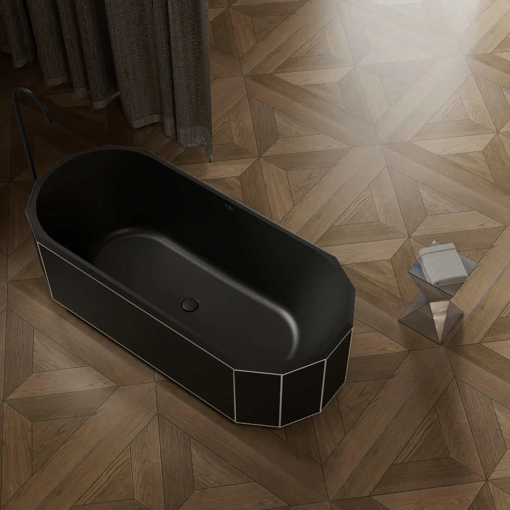 67 Inch MonBlari BERYL Series Faceted Oval Freestanding Bathtub