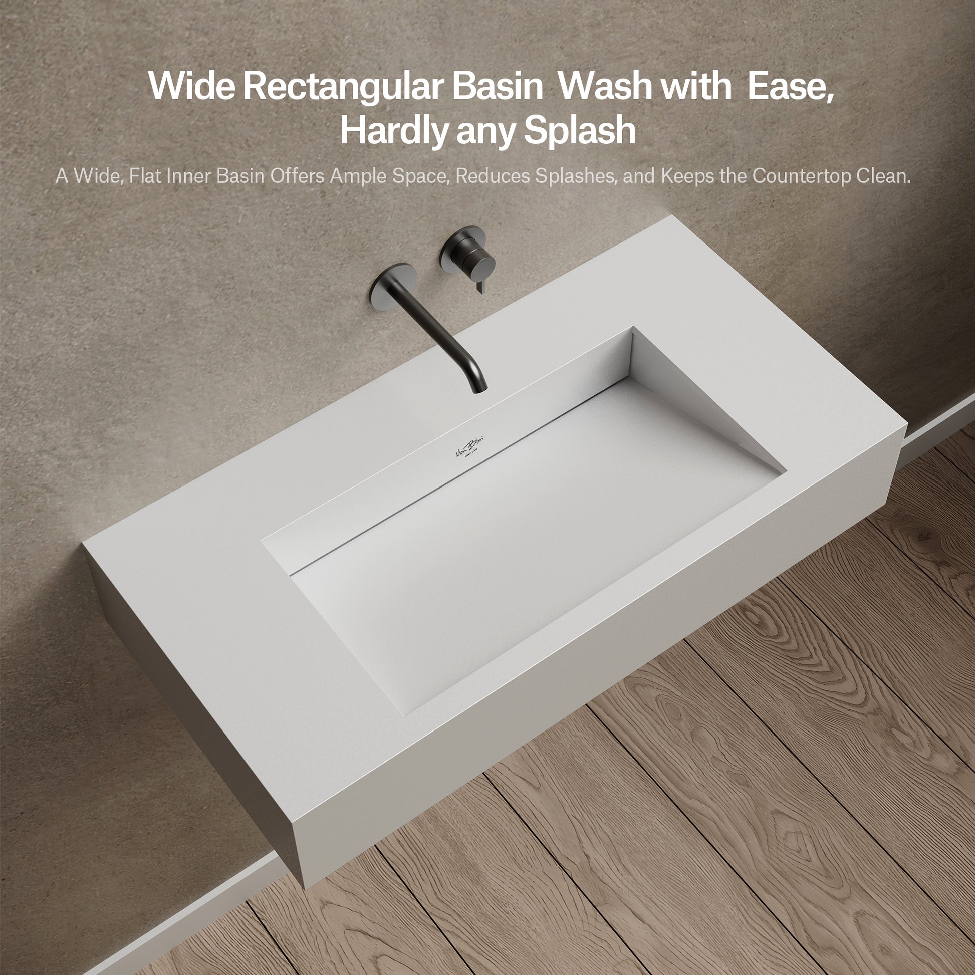 31.5 Inch MonBlari Solid Surface Wall Mount Sink Bathroom Sink TW-G273-5