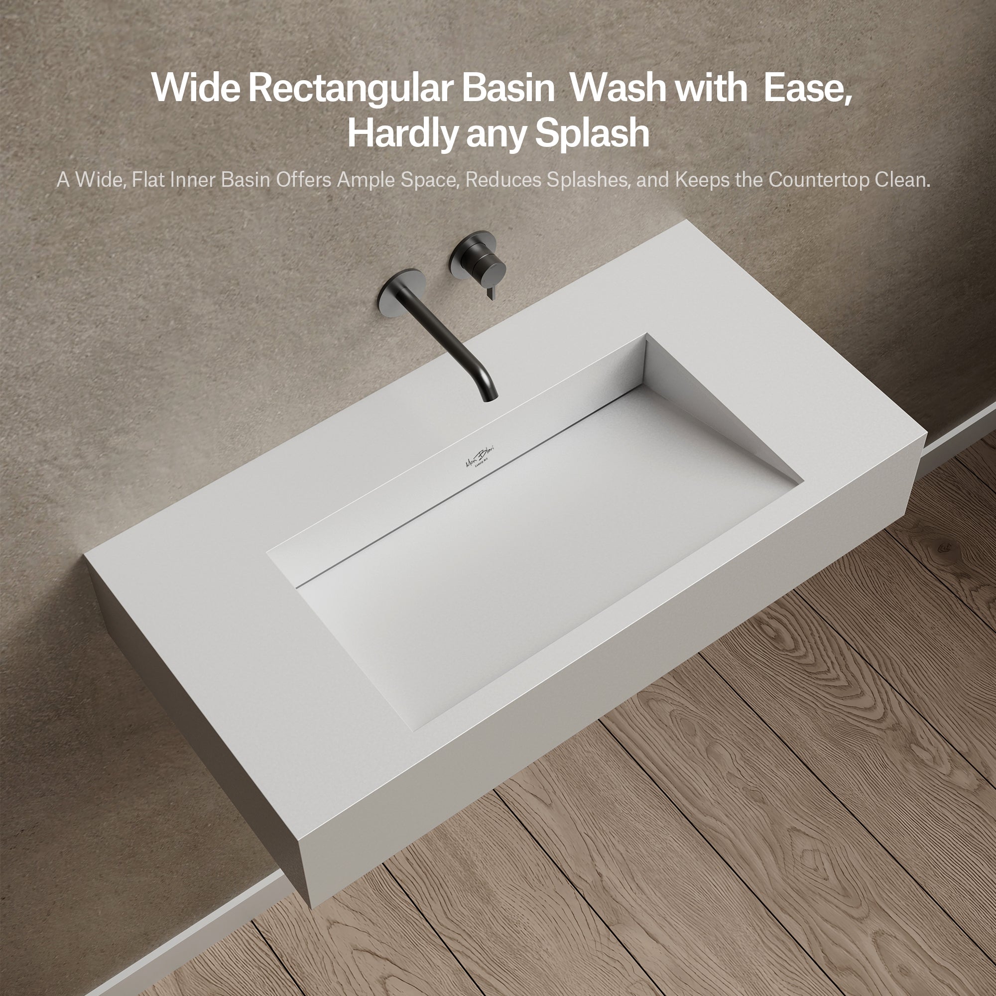31.5 Inch MonBlari Solid Surface Wall Mount Sink Bathroom Sink TW-G273-5