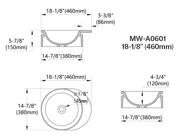 MonBlari FOREST Series Round Vessel Sink Fluted