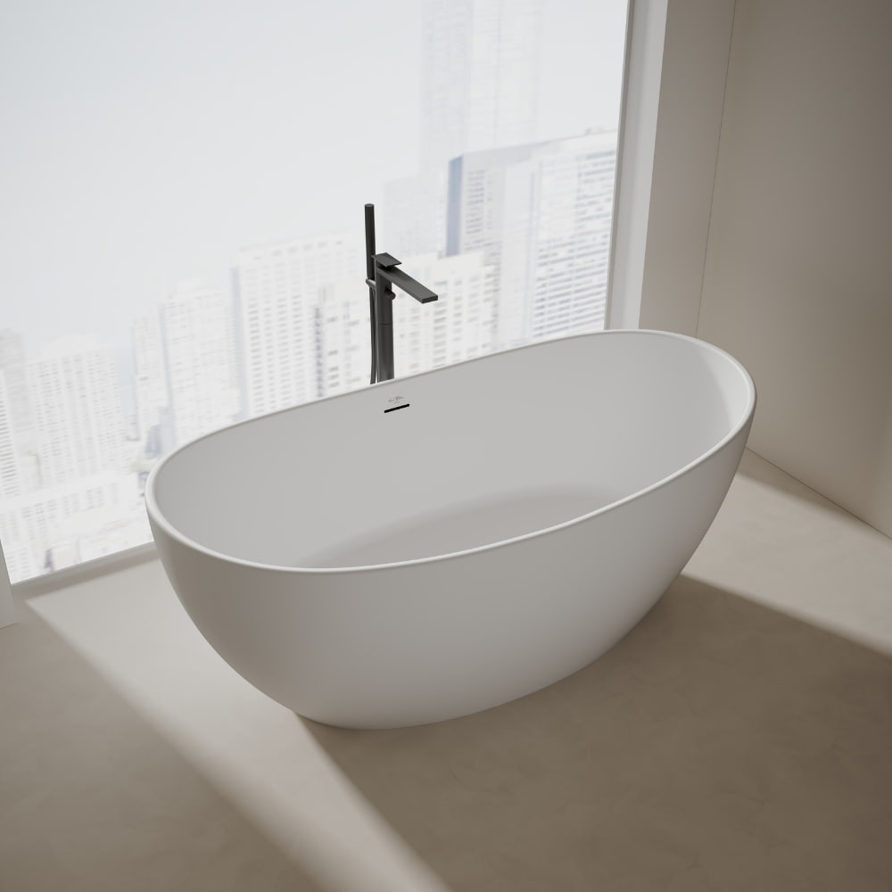 64.2 Inch MonBlari LUCENT Solid Surface Freestanding Bathtub
