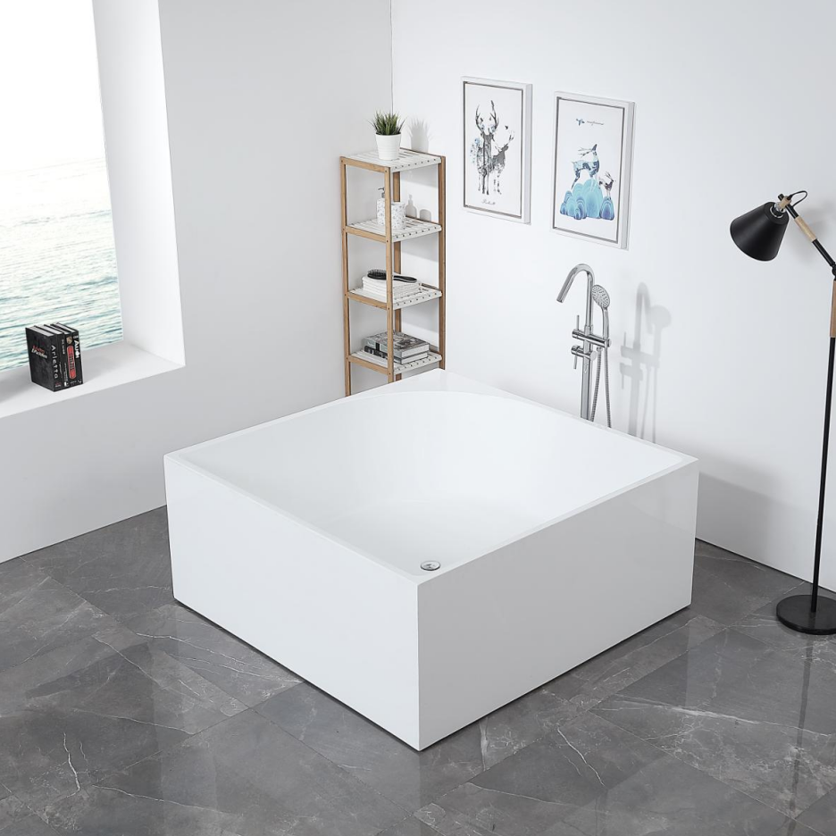 55 Inch MonBlari Acrylic Freestanding BathtubTW6693GW-DiagonalTopView