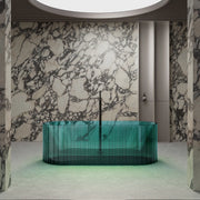 67 inch MonBlari transparent resin fluted freestanding bathtub
