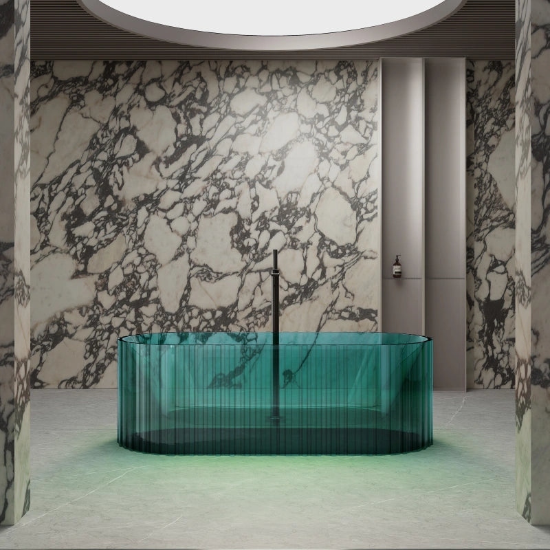 67 inch MonBlari transparent resin fluted freestanding bathtub