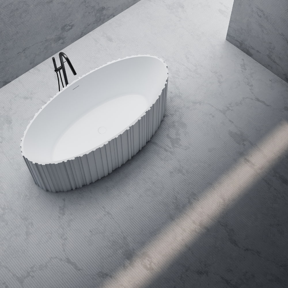 67 Inch MonBlari Solid Surface Freestanding Bathtub