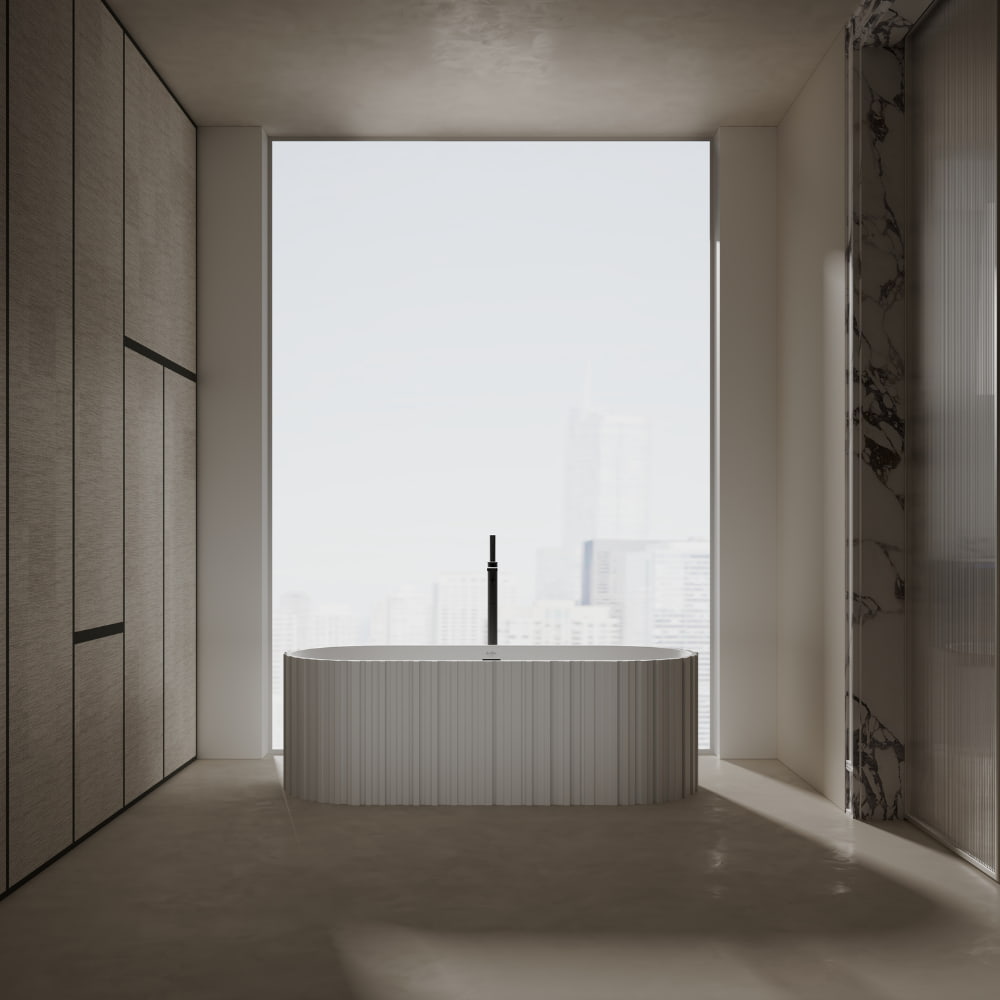 67 Inch MonBlari Solid Surface Freestanding Buthtub