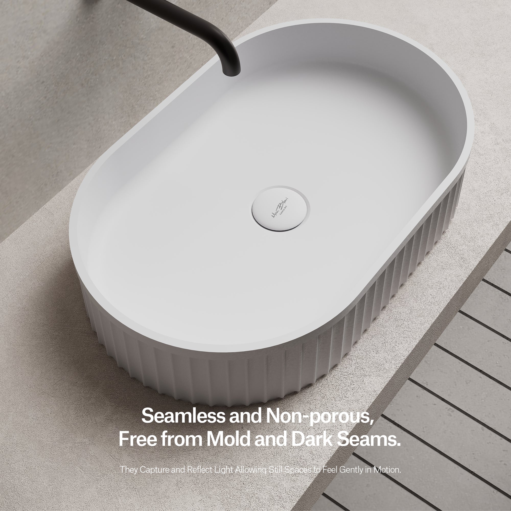 21.7 Inch MonBlari VENUS SERIES Solid Surface Bathroom Vessel Bowl Sink Bathroom Sink