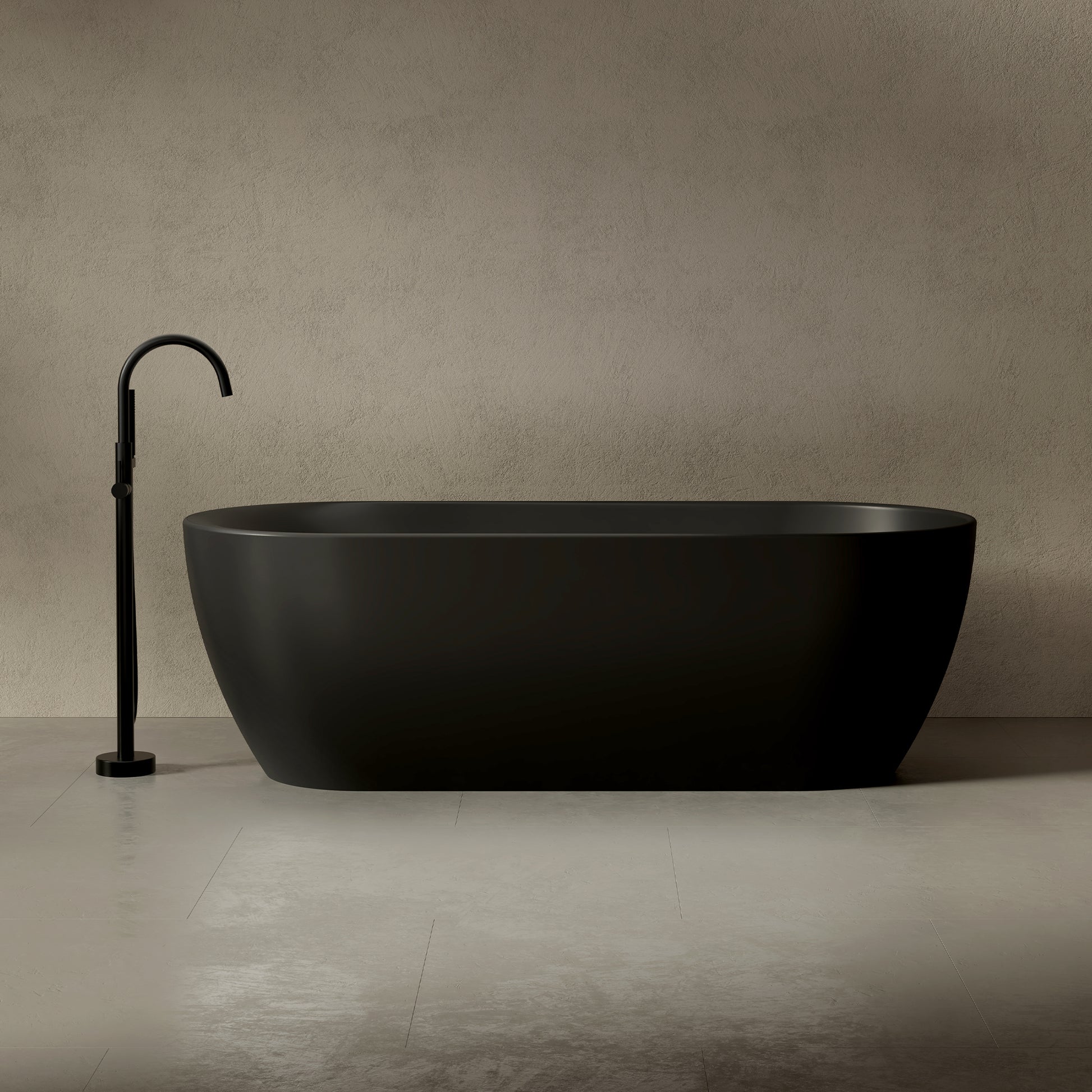 66.9 Inch MonBlari NEBULA Solid Surface Freestanding Bathtub-FrontView