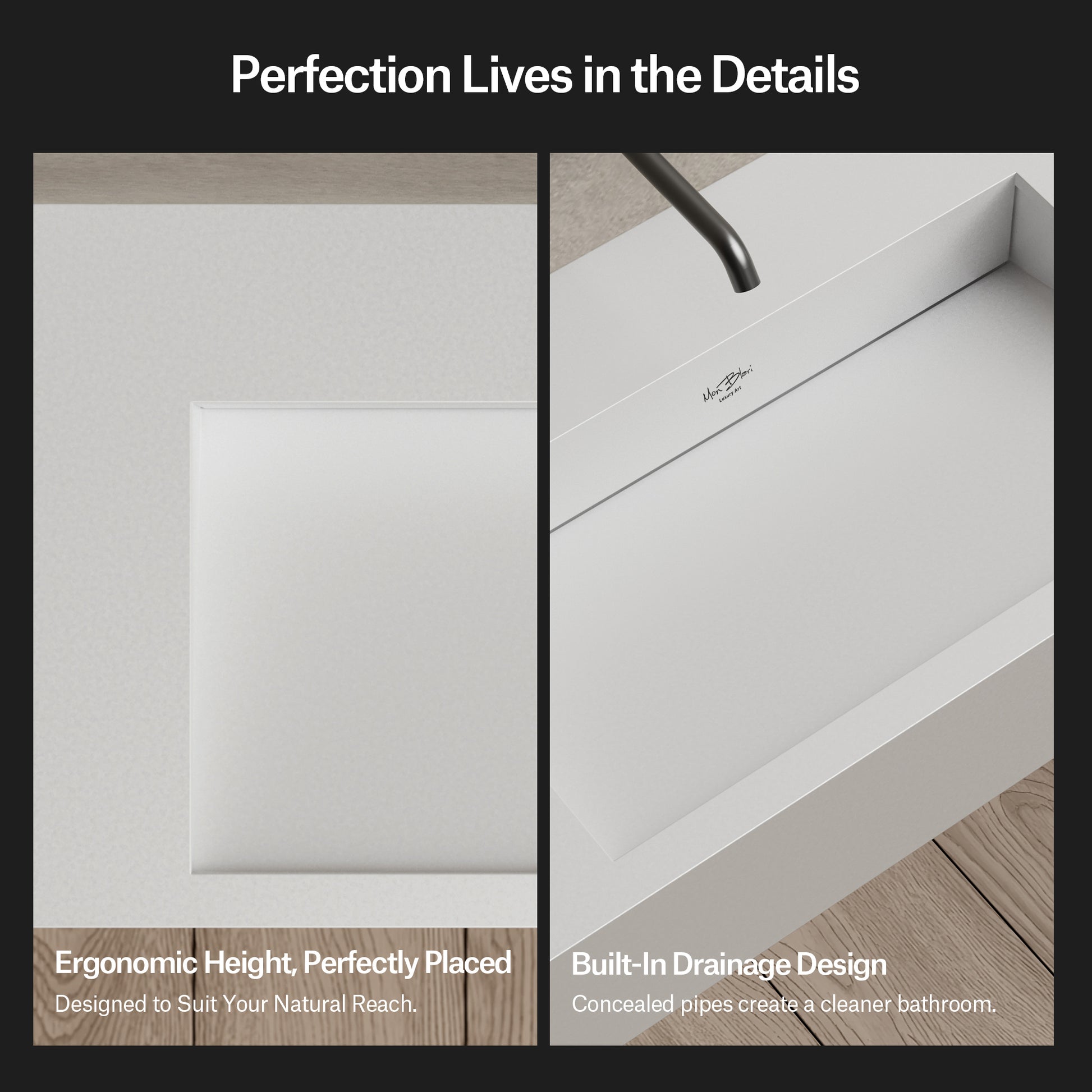 31.5 Inch MonBlari Solid Surface Wall Mount Sink Bathroom Sink TW-G273-7