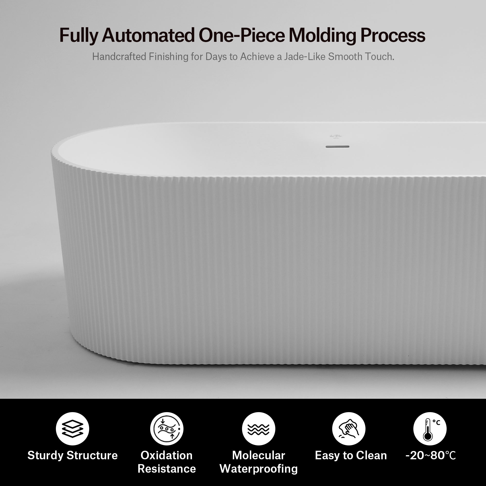 66.9 Inch MonBlari NOVA Solid Surface Freestanding Bathtub