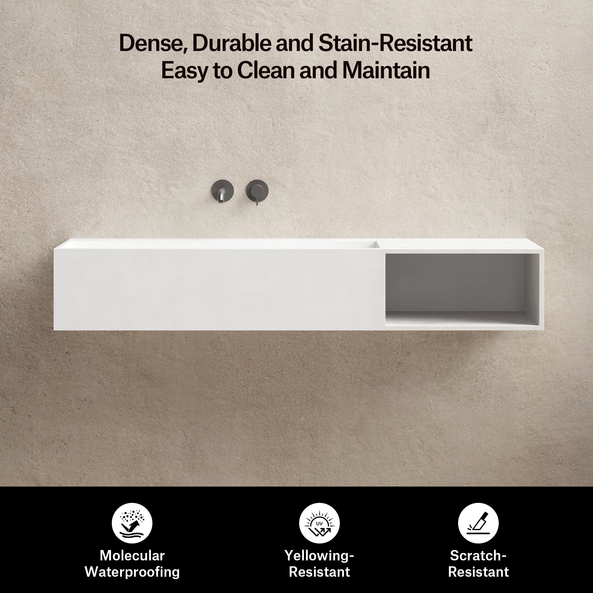 MonBlari Solid Surface Wall Mount Sink XA-G62L-5