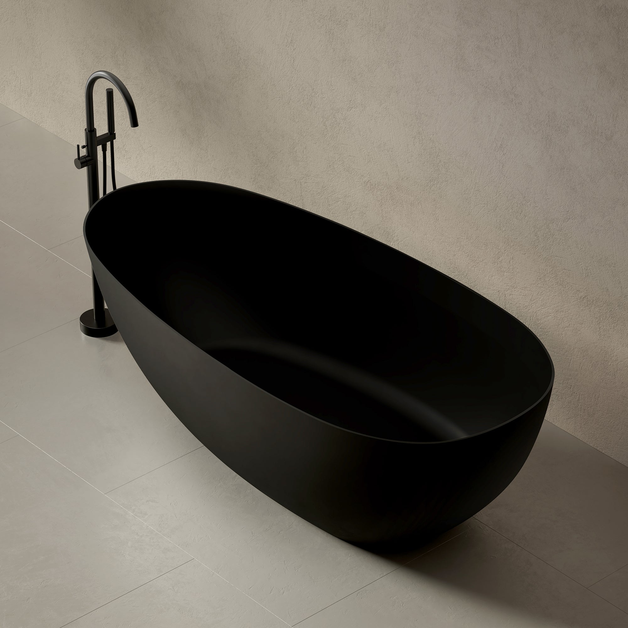 55.1-59.1 Inch MonBlari ZEPHYR Solid Surface Freestanding Bathtub